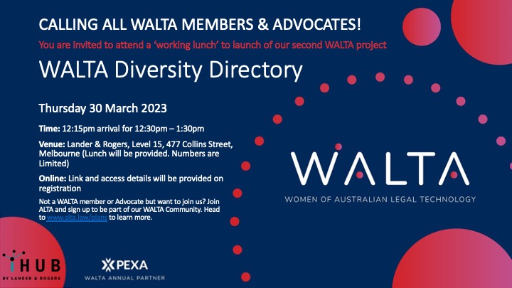 WALTA Working Lunch 30 March 2023